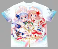 Cacau e Chino Full-Graphic T-Shirt branca de tamanho livre "Você pediu coelho?" Produto C91