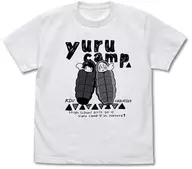 Rin & Nadeshiko Black T-Shirt, White XL Size "Laid-Back Camp △"