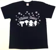 Gathered (Silhouette) Winter Snow T-Shirt Black XL Size "Yuru Yuri Live Event 『 Nanamori Naka ♪ Gatsuensai 』"