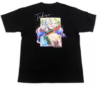 Logo / Miku Hatsune (Asahikawa Hiyori Illustration) Official T-Shirt (T-shirt) Black XL Size "Miku Hatsune Magical Mirai 2021" Limited Tokyo