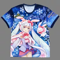 雪ミク＆キティ(デザインN) Tシャツ ブルー フリーサイズ 「SNOW MIKU＆HELLO KITTY 2019-2020」