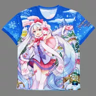 雪ミク＆キティ(デザインD) Tシャツ ブルー フリーサイズ 「SNOW MIKU＆HELLO KITTY 2019-2020」