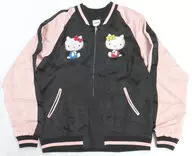 ハローキティと日本地図 ジャガード袖スカジャン ブラック×ピンク Lサイズ 「サンリオキャラクターズ×Switch Planning」