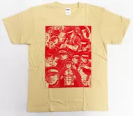 Saichi Sugimoto (Full Pattern) T-Shirt Beige x Red XL Size "GOLDEN KAMUY"