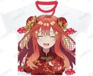中野五月(チャイナドレスver.) 描き下ろしイラスト フルグラフィックTシャツ ホワイト×レッド ユニセックスXLサイズ 「映画 五等分の花嫁」