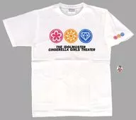 "idol Master Cinderella Girls Theatre x Shimamura" Logo / T-Shirt w / Gather metal badge White M Size