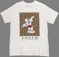 ミッキーマウス ベースボール シグネチャー Tシャツ ホワイト×ブラウン Sサイズ 「ディズニー×COACH(コーチ) The Play コレクション」