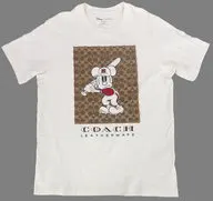 ミッキーマウス ベースボール シグネチャー Tシャツ ホワイト×ブラウン Lサイズ 「ディズニー×COACH(コーチ) The Play コレクション」