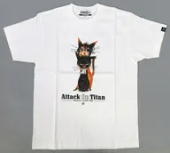 リヴァイ猫＆ハンジ猫 Tシャツ Tシャツ (Illustrations by 黒ねこ意匠) ホワイト Lサイズ 「進撃の巨人×RE：SHAZAM」