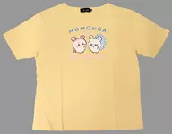 Flying squirrel & フルホンヤ (second hand bookstore) Boat Neck T-Shirts with Margarine Yellow XL Size "Chi-kawa, something small and cute"