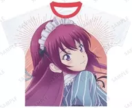 幕澤桜花 フルグラフィックTシャツ レッド ユニセックスXLサイズ 「女神のカフェテラス」