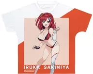 咲宮入華 フルグラフィックTシャツ ホワイト×レッド ユニセックスSサイズ 「ドルフィンウェーブ」