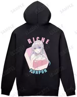 Lin Liche Back Print Zipper Parka negro masculino tamaño M "Ponnomichi"