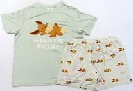 Cool Touch Eevee Print T-Shirt & Short Pants Set Mint Green Ladies Free Size "Pocket Monsters Pokemon Sleep meets GELATO PIQUE"