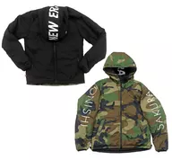 Reversible Light Hooded Jacket Woodland Camouflage Black M Size NEW ERA