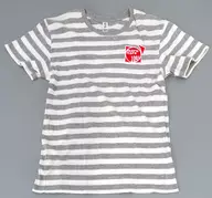 Aozora Tokui Striped T-Shirt Gray x White XL Size "Aozora TOKUI BE SO LUCKY!" C94 Goods