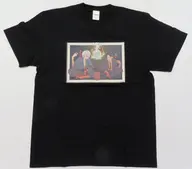 B.水木＆鬼太郎の父(座り) イラストTシャツ ブラック フリーサイズ 「鬼太郎誕生 ゲゲゲの謎×スーパーログ」