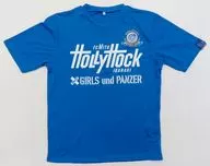 Logo T-Shirt Blue M Size "GIRLS & PANZER x Mito Hollyhock"