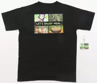 Set (LETS ENJOY MEAL) T-shirt with original acrylic key holder, black LL size "GOLDEN KAMUY x Don Quijote"