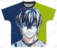 Oliver Aiko Ani-Art 3 th Full graphic T-Shirt negro x azul x verde unisex M size "Blue Rock"
