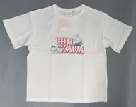 Chikawa & Hachiwale & Rabbit Chikawa Tachi Summer Vacation Graphic T-Shirt (Half Sleeve) for Off-White Women L Size "Chikawa Some Small and Cute ×GU"