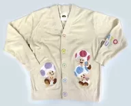Quinpio Jacquard Cardigan White S-M size "Super Mario Super Mario meets GELATO PIQUE"