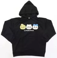 ちいかわ＆ハチワレ＆うさぎ プルパーカー ブラック Mサイズ 「ちいかわ なんか小さくてかわいいやつ×しまむら」