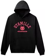 ムスブ モチーフパーカー ブラック メンズLサイズ 「うたごえはミルフィーユ」