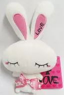 LOVE(白/リボンピンク) リボンぬいぐるみ 「LOVE」