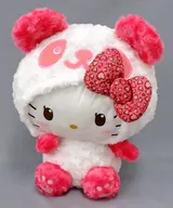 パンダハローキティ(ピンク) ハート豹柄ゴージャスBIGぬいぐるみ 「パンダハローキティ」