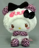 Panda Hello Kitty (Pink Leopard Pattern) Leopard Pattern X Adult Ribbon BIG Plush toy "Panda Hello Kitty"