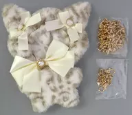 收纳(豹纹白色)毛绒玩偶用举重服(附肩背带&包包挂件用链条)
