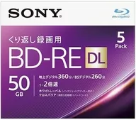 Sony Recording BD-RE DL Repeating Recording 50 GB 5-Piece Pack [5BNE2VJPS2]