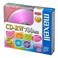 日立マクセル CD-RW 700MB 5色MIXカラーディスク＆ケース 5枚パック [CDRW80MIX.1P5S]