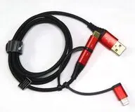 エアージェイ 3in1 Lightning＆Type-C変換アダプタ付き microUSBケーブル 1.0m (レッド) [UKJ-PLMC100RD]