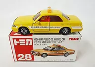 1/63 Toyota Crown Highway Public Corporation Police Car (Yellow / Red Box / Made in China / TOMY Deficit) 「 Tomica No. 28 」