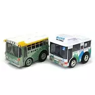 Choro-Q Fuji Kyuko NostálGico Bus (verde) y CNG Non-Step Bus (blanco) : Conmemoración del 75º aniversario de la apertura de las operaciones de autobús urbano