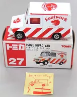 1/70 Isuzu High Pack Ban Footwork (White × Orange / Red Box / Made in Chinese / TOMY Deficit / Box Picture White Orange) "Tomica No. 27"