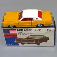 1/77 Ford Continental Mark IV (Yellow x White / Blue Box / Made in Japan) "Tomica Foreign Car Series F4"