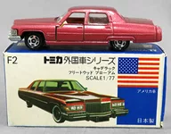 1/77 キャデラック フリートウッド ブローアム(メタリックワインレッド/青箱/日本製) 「トミカ 外国車シリーズ F2」