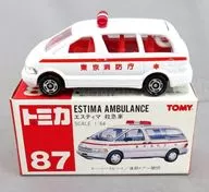 1/64 Toyota Estima Ambulance (white / red box / made in China / round lamp) "Tomica No. 87"