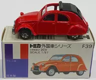 1/57 Citroen 2 cv (Red x Black / Blue Box / Made in Japan) "Tomica Foreign Vehicle Series F39"