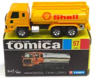 1/100 ニッサン ディーゼル タンクローリー Shell(イエロー/黒箱/日本製) 「トミカ No.57」