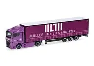 1/87 MAN eTGX GM ボリューム カーテンキャンバスセミトレーラー ”Muller - Die lila Logistik” [HE320801]