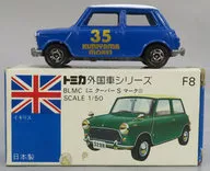 1/50 BLMC ミニクーパー S マークIII TAMIYA(ブルー×ホワイト/青箱/日本製) 「トミカ 外国車シリーズ F8」 クリヤマモケイ特注