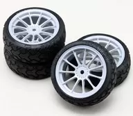 Medium Narrow Radial Tyre Type Y (4 pcs) Premount Bonded 11 Spoke Wheel (Gray) [ZR-144TPM2]