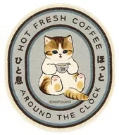 ほっとひと息 COFFEE AND DONUTS スマホに貼れるサイズのステッカー 「mofusand」