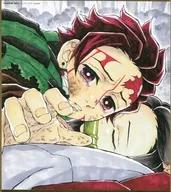 Tanjiro Kamado & Nezuko Kamado (hugging each other)' Theater version Demon Slayer: Kimetsu no Yaiba infinite train edition ×ufotable Cafe 2nd period Bonds between brothers and sisters / 那田 Kumoyama edition Illustration reproduction mini colored paper KUJI (large size)'