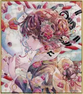 優子鈴イラスト(横顔(指を顎)) 「優子鈴 個展 花結 -HANAYUI- ミニ色紙」