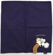 ミケランジェロ＆しろたまちゃん ネイビー クッションカバー 「Fuku Fuku Nyanko(ふくふくにゃんこ)」